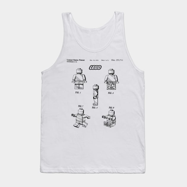 Lego Toy Figure Patent Black Tank Top by Luve